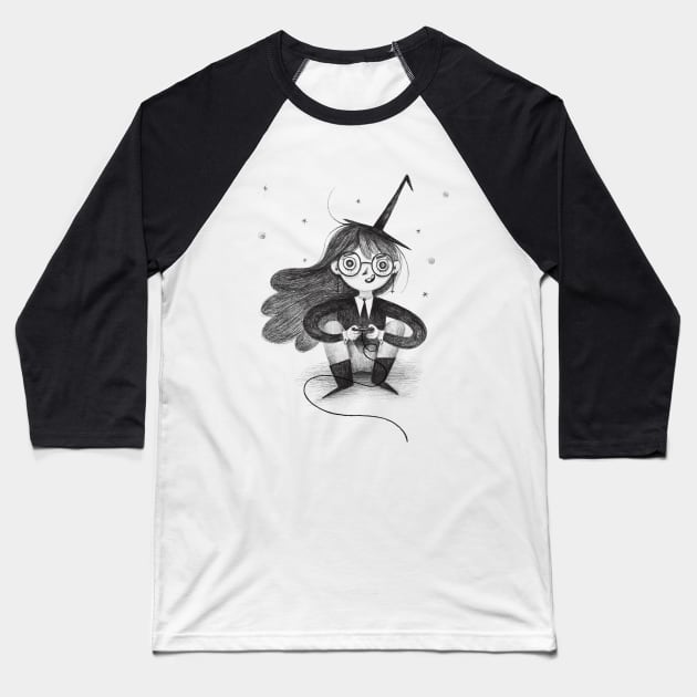 Gamer Witch Baseball T-Shirt by Gummy Illustrations